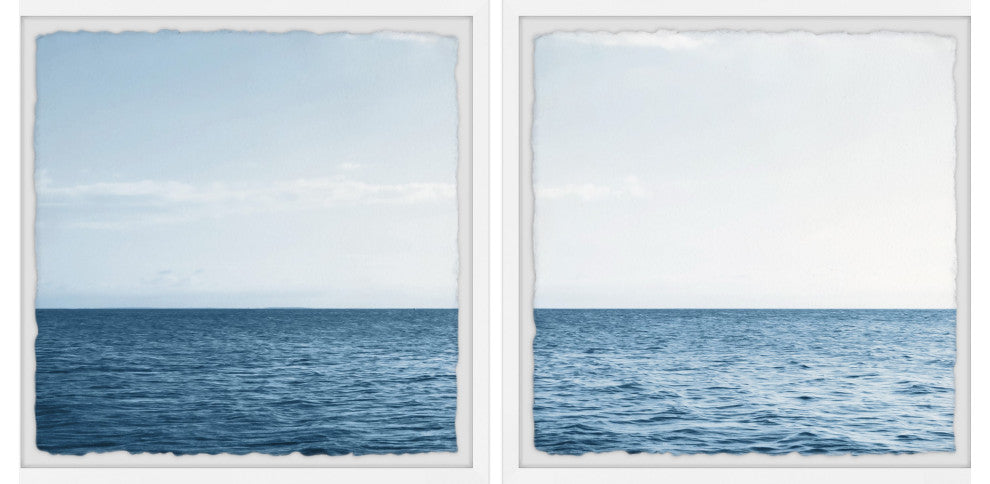 Straight Sea Horizon Diptych, 2-Piece Set, 32x32 Panels
