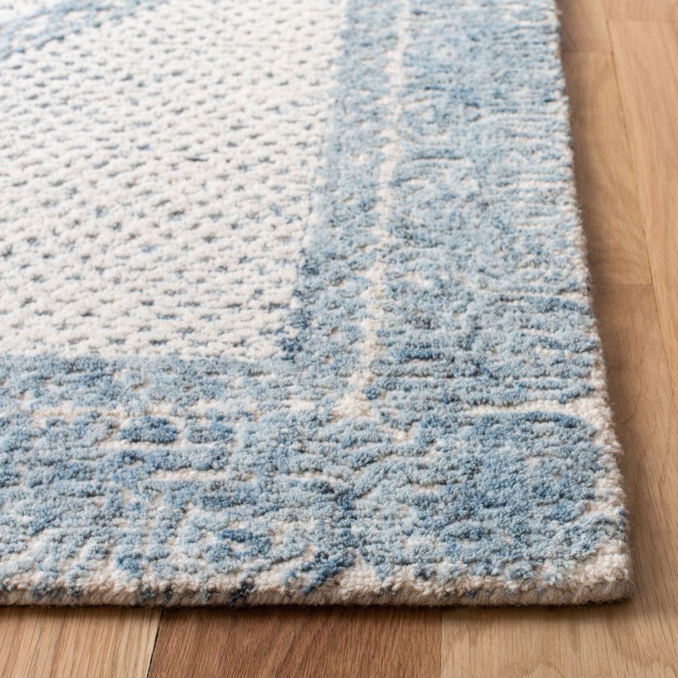 Safavieh Couture Abstract Collection, ABT345 Rug, Ivory/Blue, 2'3"x10'