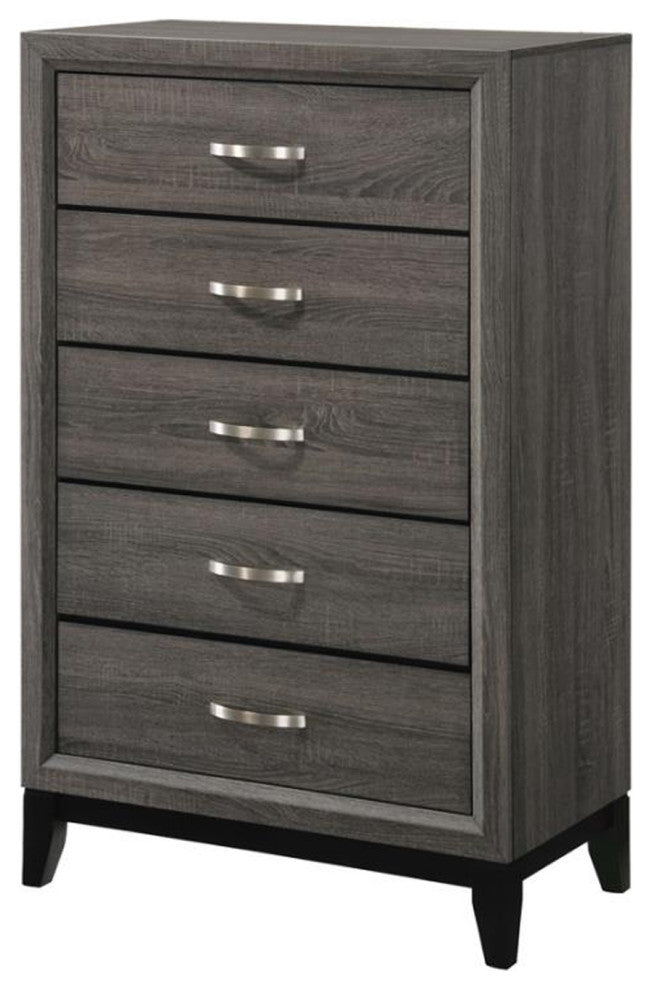 5 Drawers Chest, Gray Oak And Black