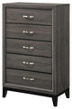 5 Drawers Chest, Gray Oak And Black