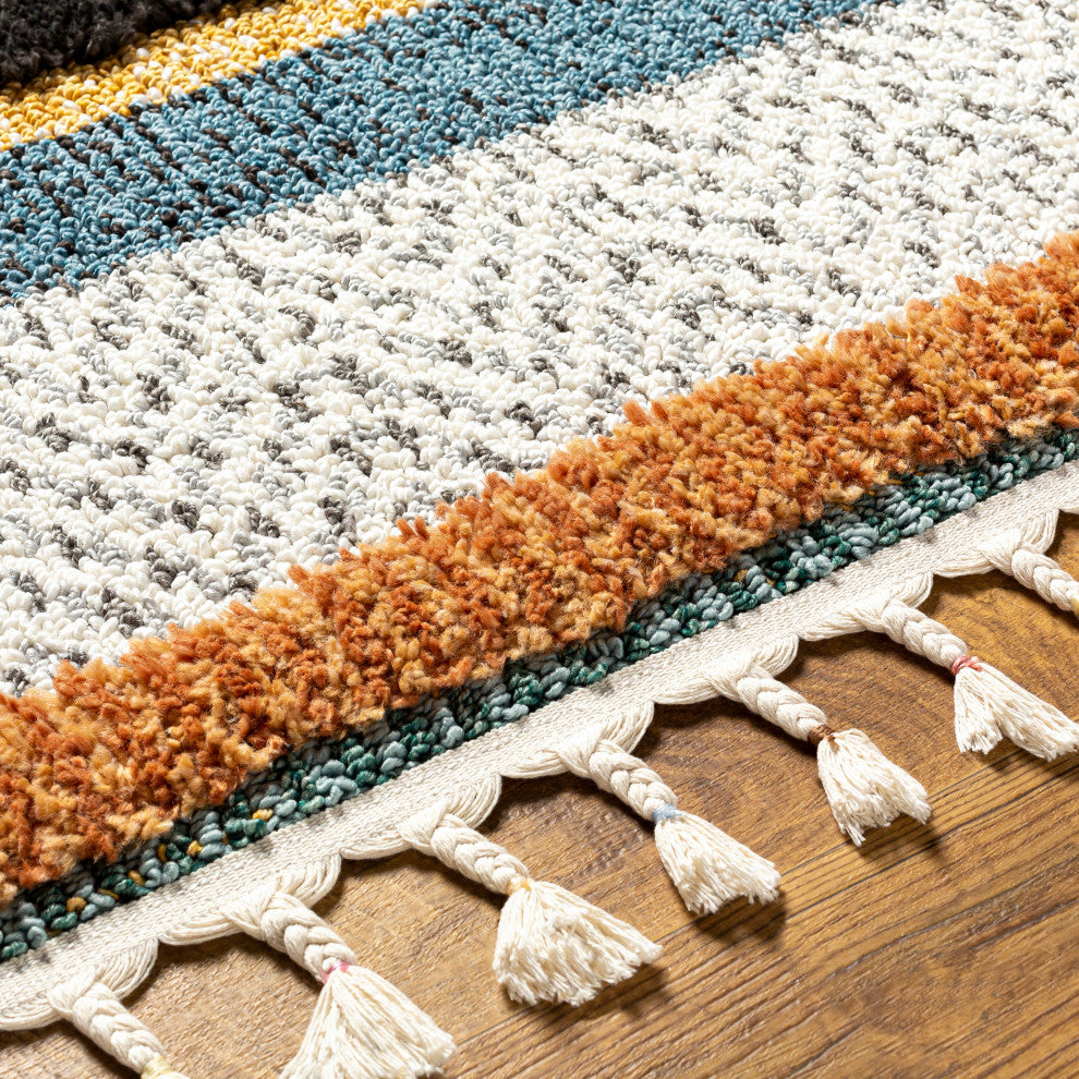 Surya Lofty LOF-2304 Machine Woven Area Rug, Off-White, 6'7" x 9'