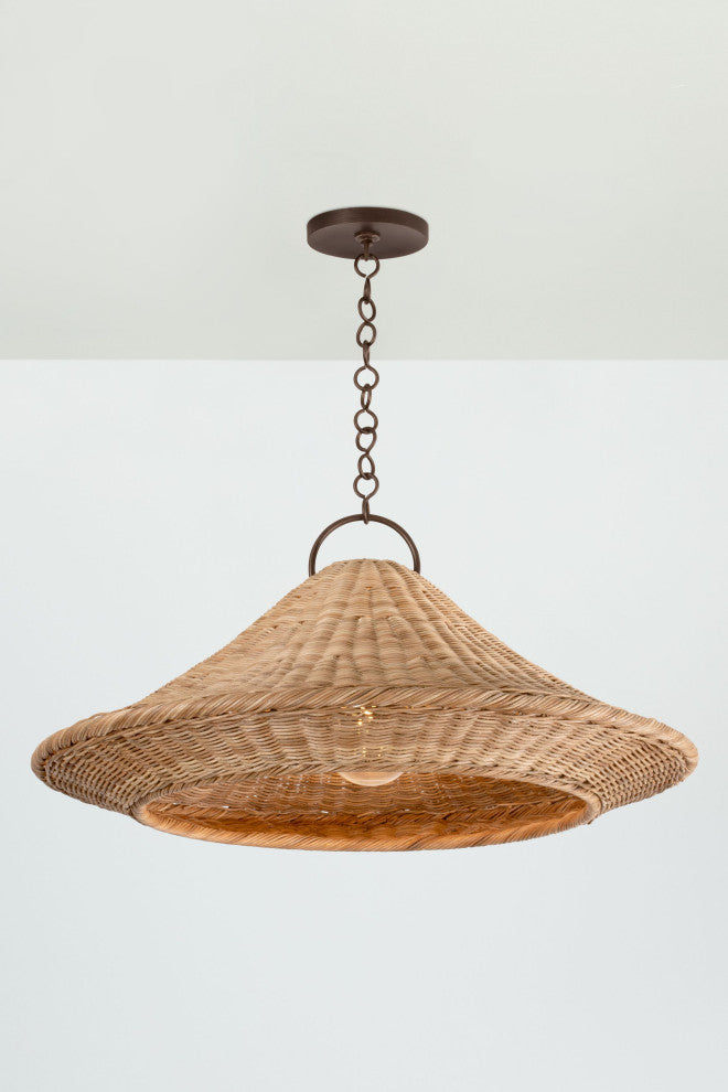 Baychester 32" Wide Bronze Leaf Pendant