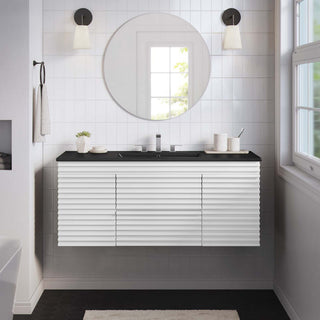 Render 48" Wall-Mount Bathroom Vanity, White Black