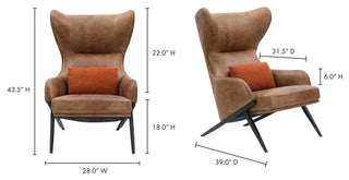 Amos Leather Accent Chair Open Road Brown Leather