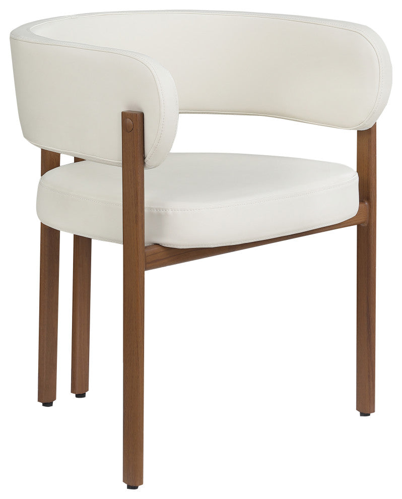 Gideon Black Faux Leather Dining Chair (Set of 2), Cream, Walnut Finish