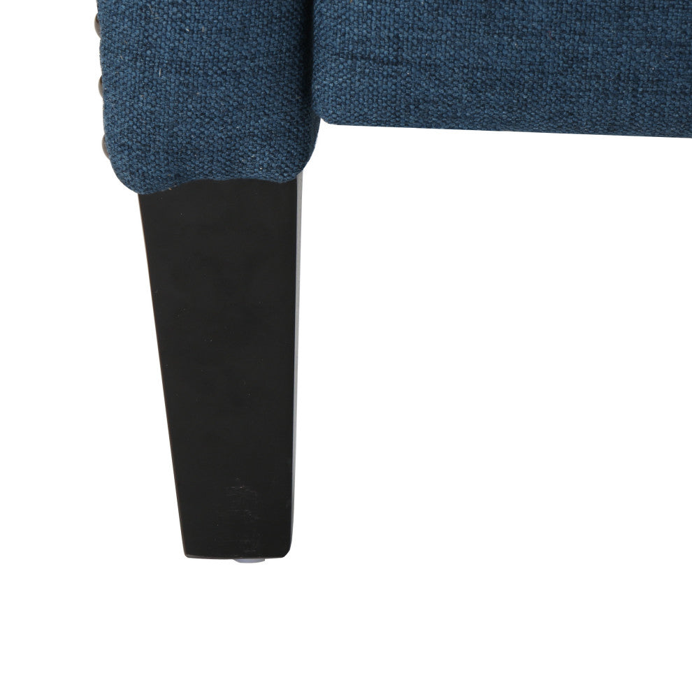 GDF Studio Weyland Contemporary Fabric Wingback Pushback Recliner, Navy Blue