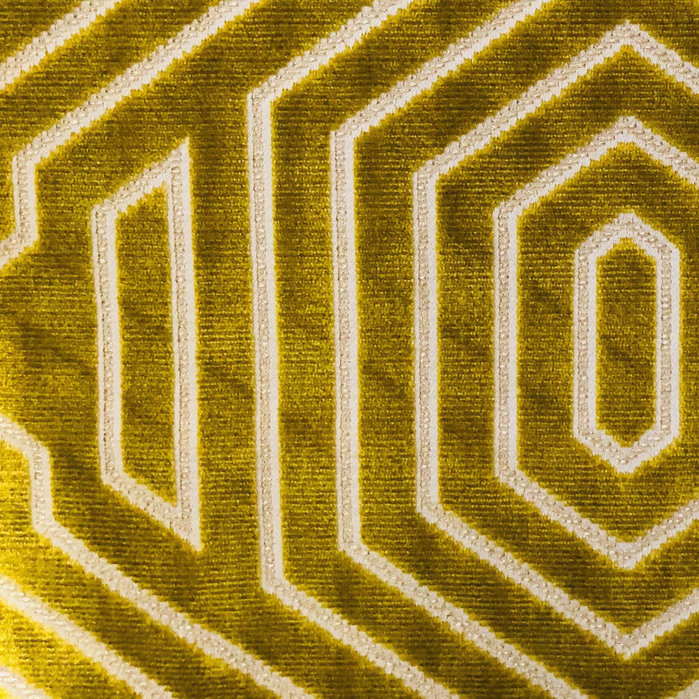 Plutus Goldenrod Velvet Gold Geometric Luxury Throw Pillow, 20"x20"