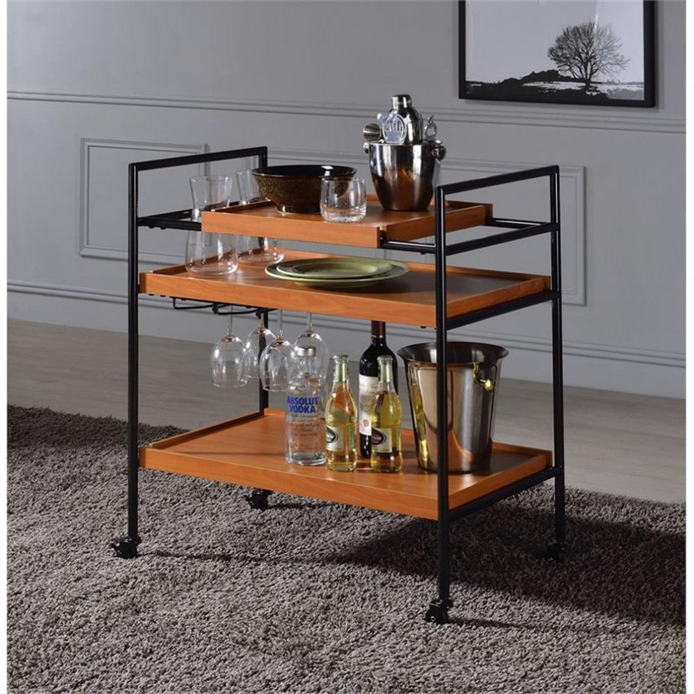98675 Serving Cart, Honey Oak and Black