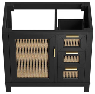 Dixie 36" Solid Wood Bathroom Vanity Cabinet, Sink Basin Not Included, Black