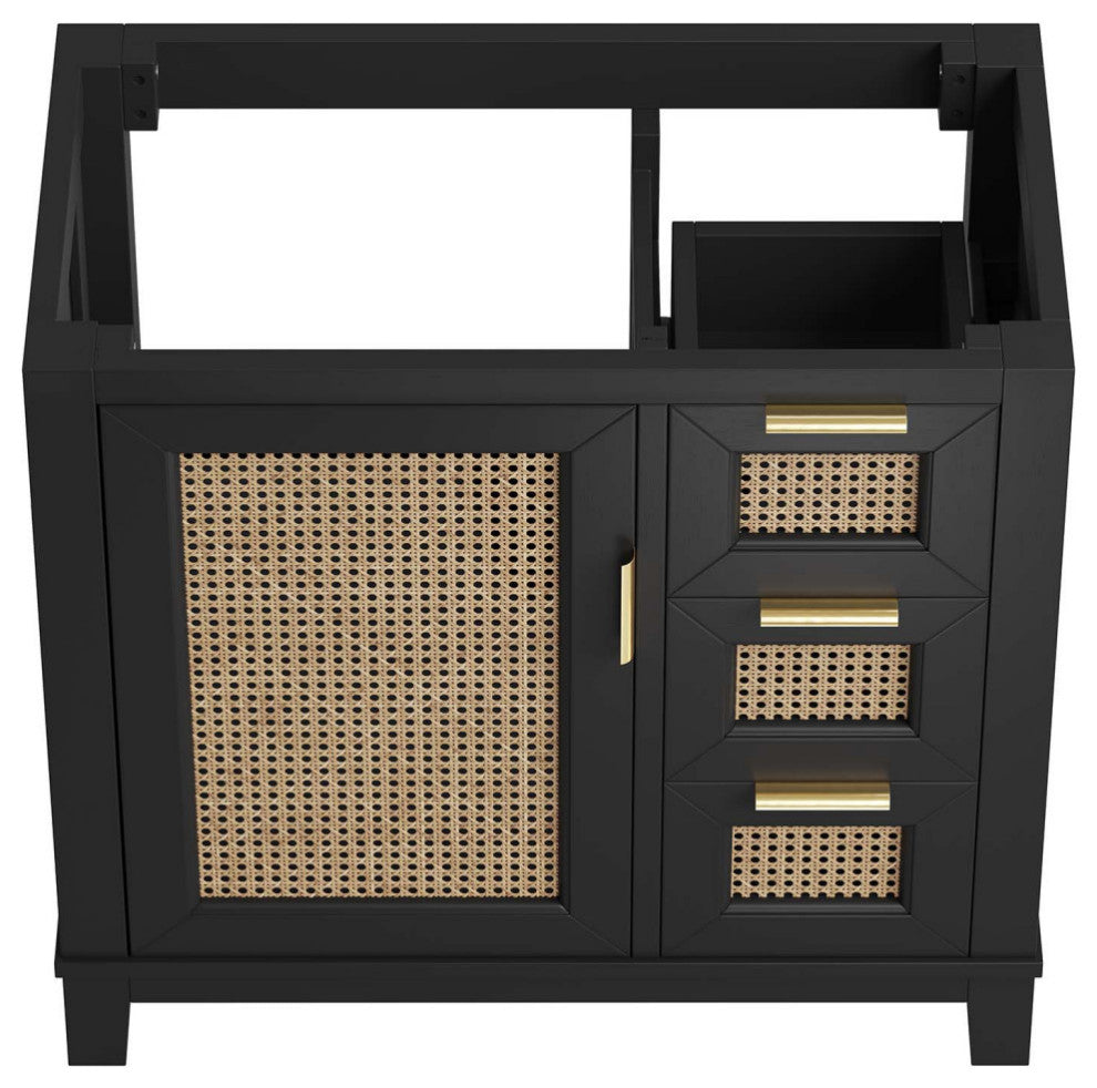 Dixie 36" Solid Wood Bathroom Vanity Cabinet, Sink Basin Not Included, Black