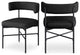 Rivage Durable Linen Textured Fabric Dining Chair, Set of 2, Black, Matte Black Finish