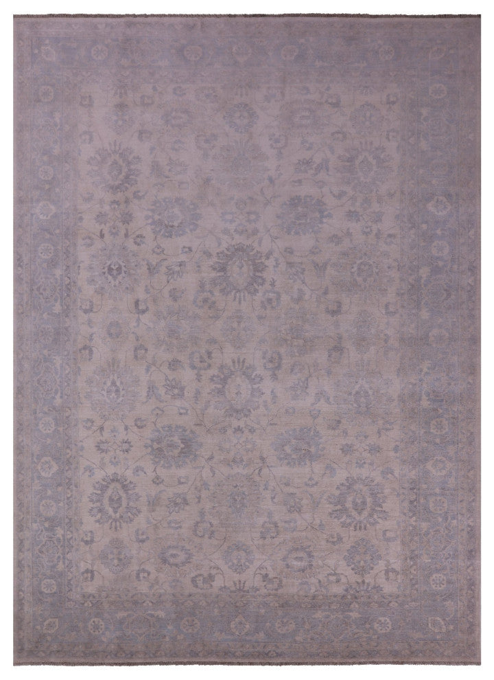 9' 10" X 13' 7" White Wash Peshawar Handmade Rug Q9534