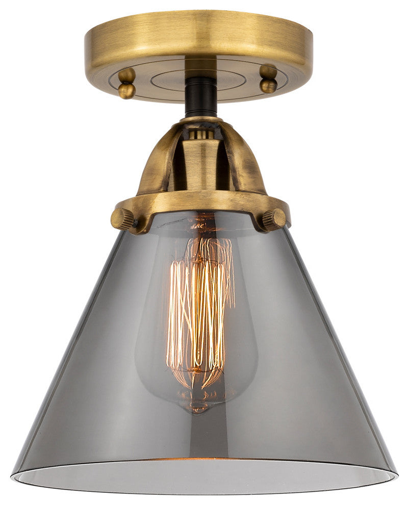 Large Cone Semi-Flush Mount, Black Antique Brass, Plated Smoke, Plated Smoke