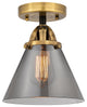 Large Cone Semi-Flush Mount, Black Antique Brass, Plated Smoke, Plated Smoke