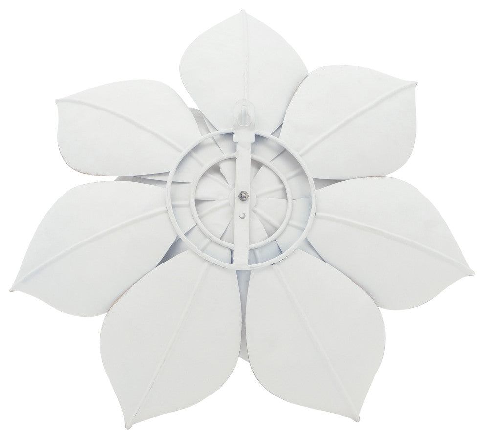 Metal 19" Lotus Wall Deco, White/Gold
