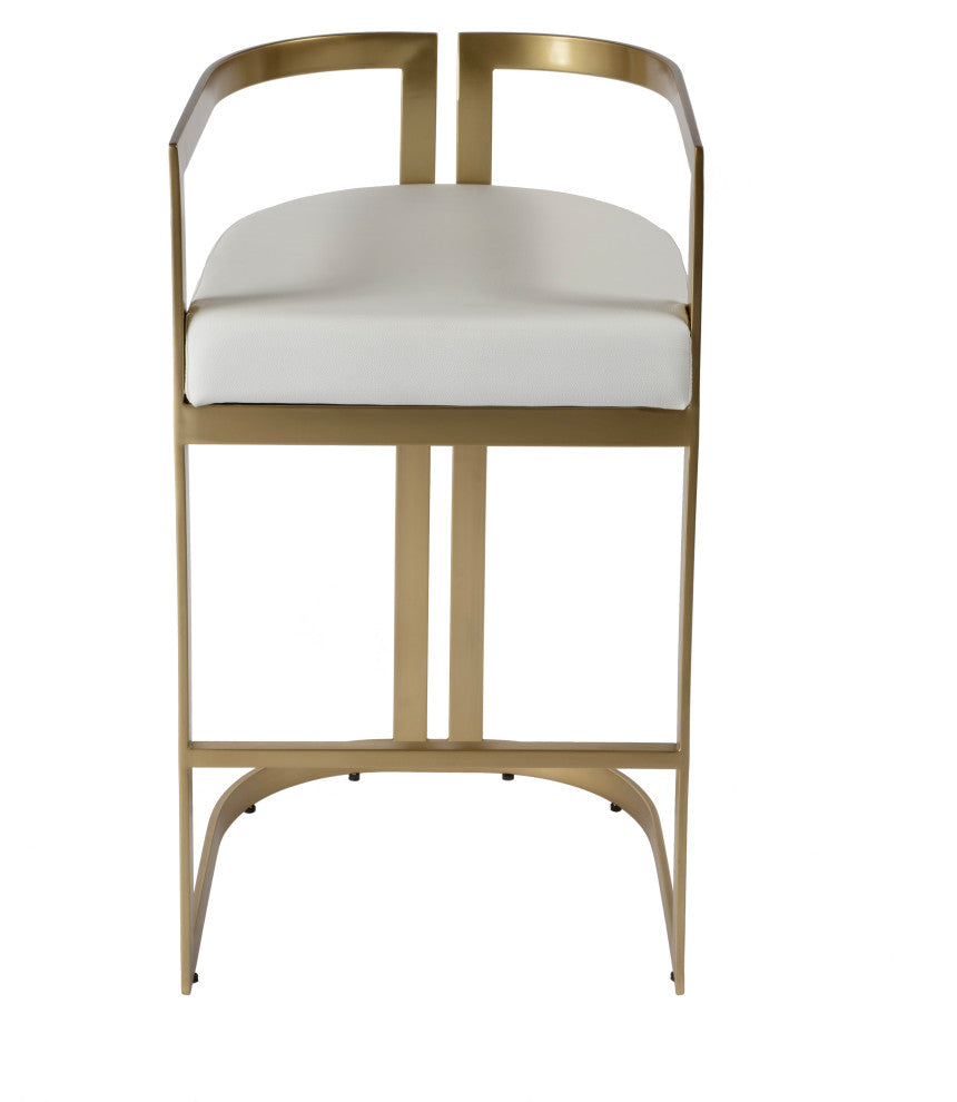 Clarence Faux Leather 35" Barstool, Polished Gold