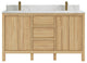 Elizabeth 60 Double Bathroom Vanity in Light Natural Teak 1.5" Calacatta Laza