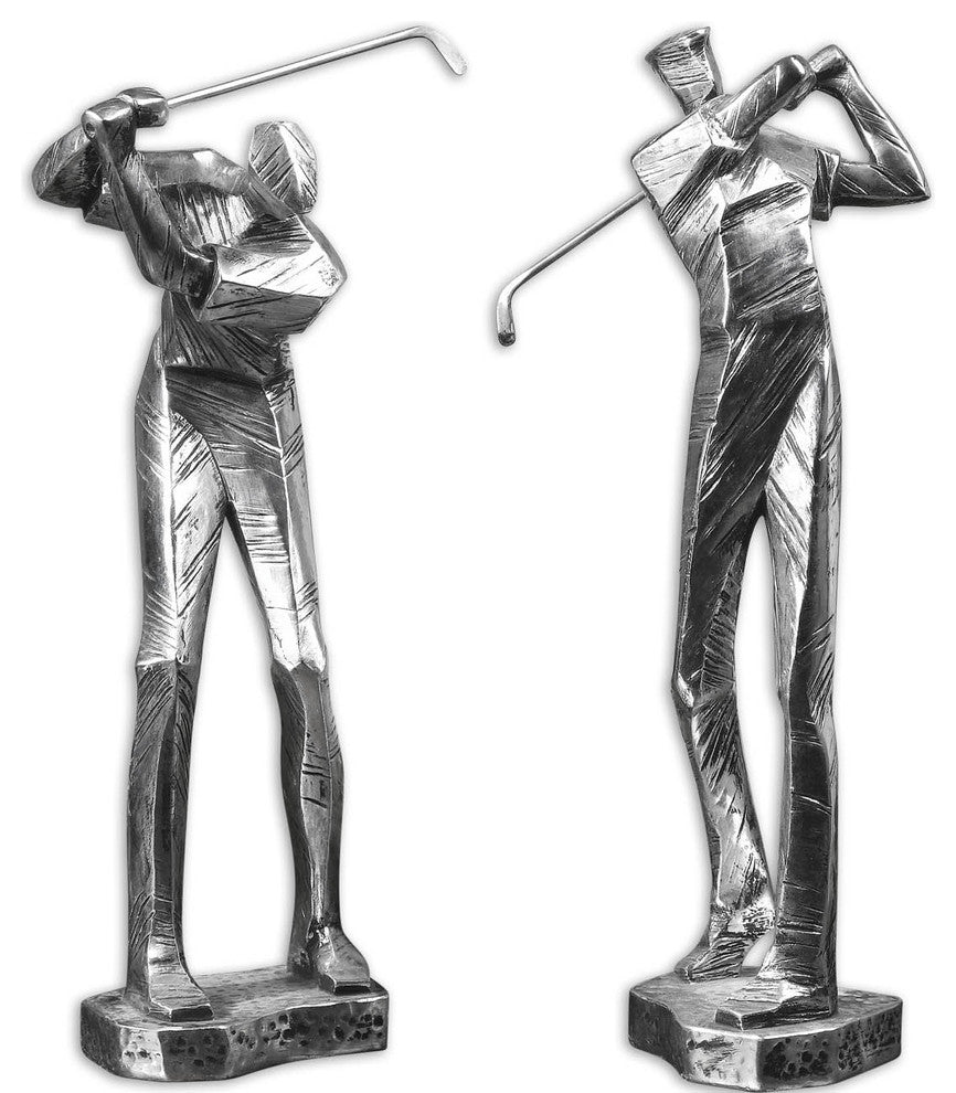 Practice Shot Metallic Statues, 2-Piece Set