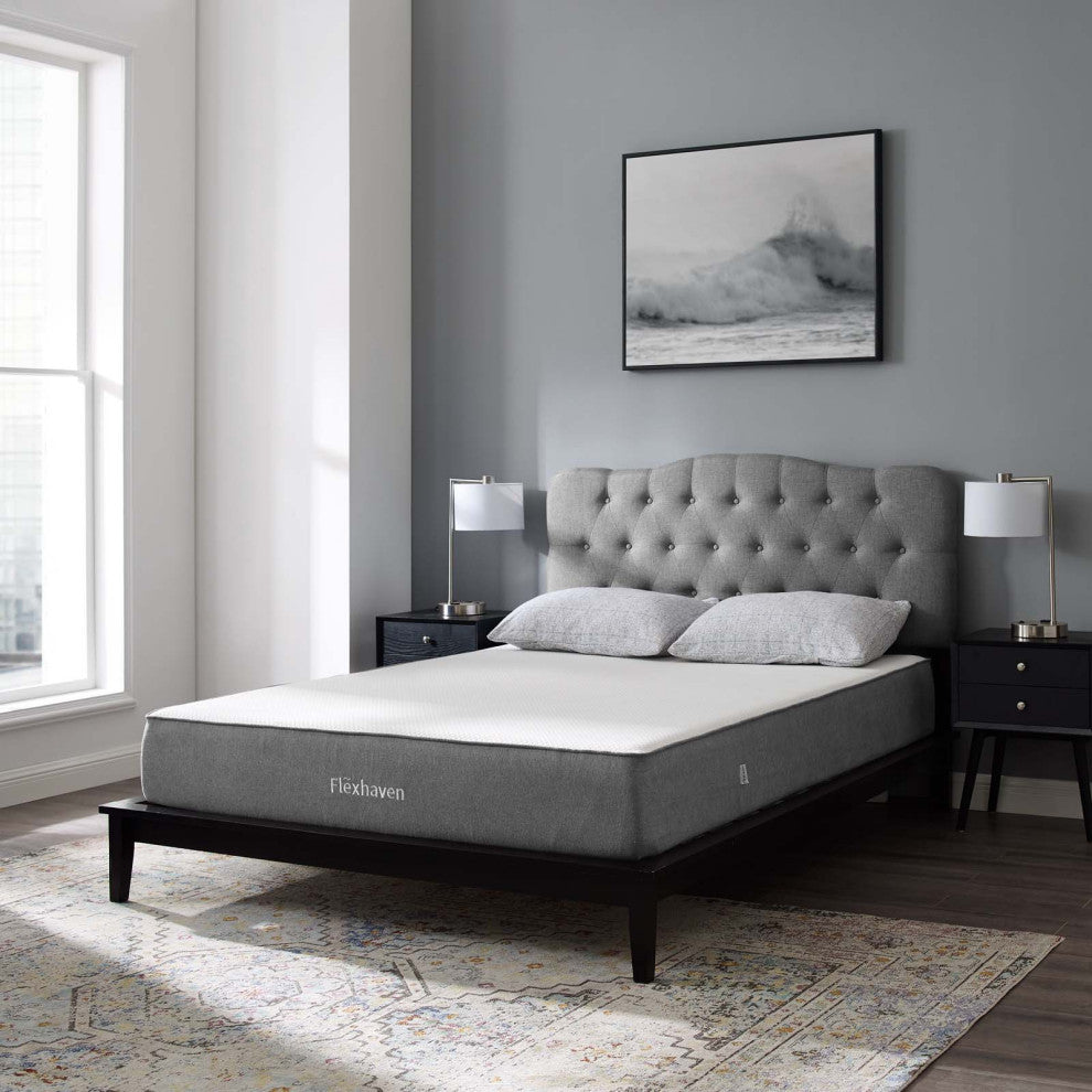 10" Memory Foam Mattress, King Size, White, Modern Contemporary, Bedroom
