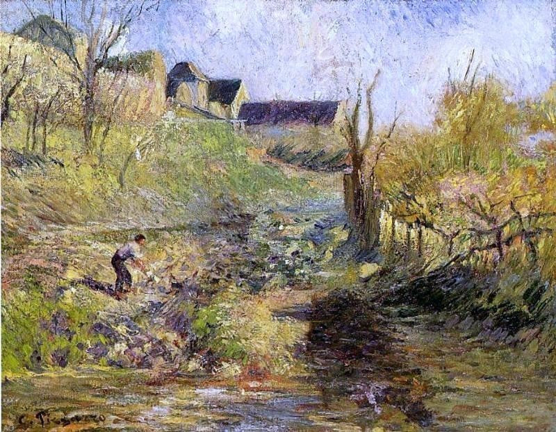 Camille Pissarro Landscape at Osny, Gallery Wrapped Canvas Print, 21"x28"