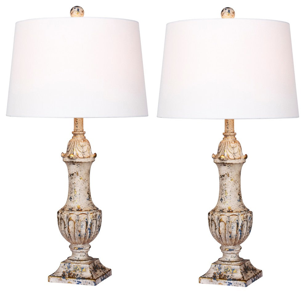 Urn Resin Table Lamps, Antique Ivory, 29.5"