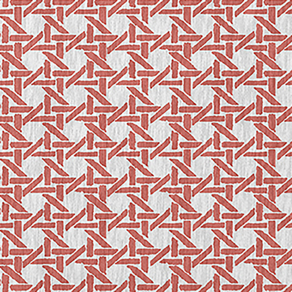Rattan Geometric Rug, Coral, 5'x7'