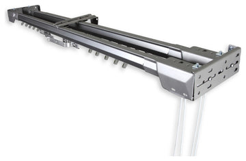 Heavy Duty Double Traverse Rod, Center Open, Silver, 48-84"