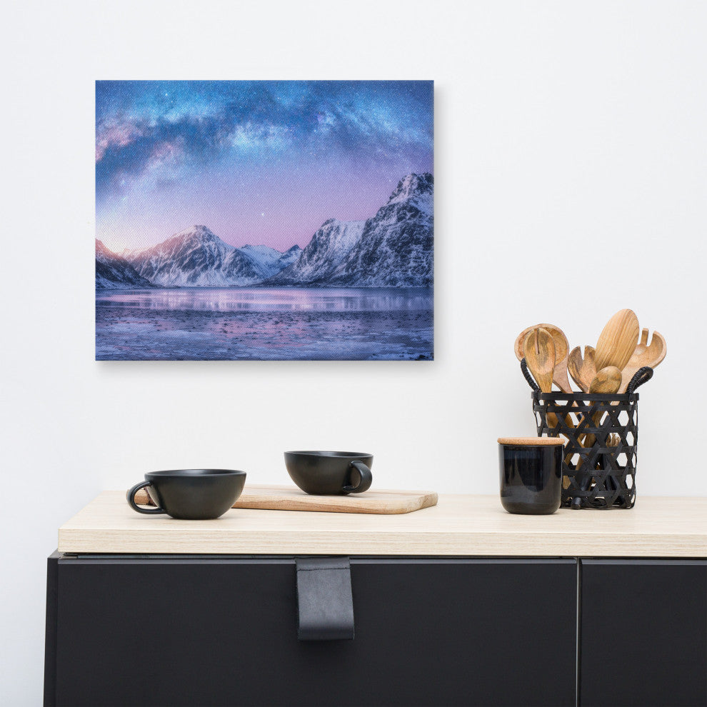 Milky Way Lofoten Islands, Norway Landscape Photo Canvas Wall Art Prints, 16" X 20"