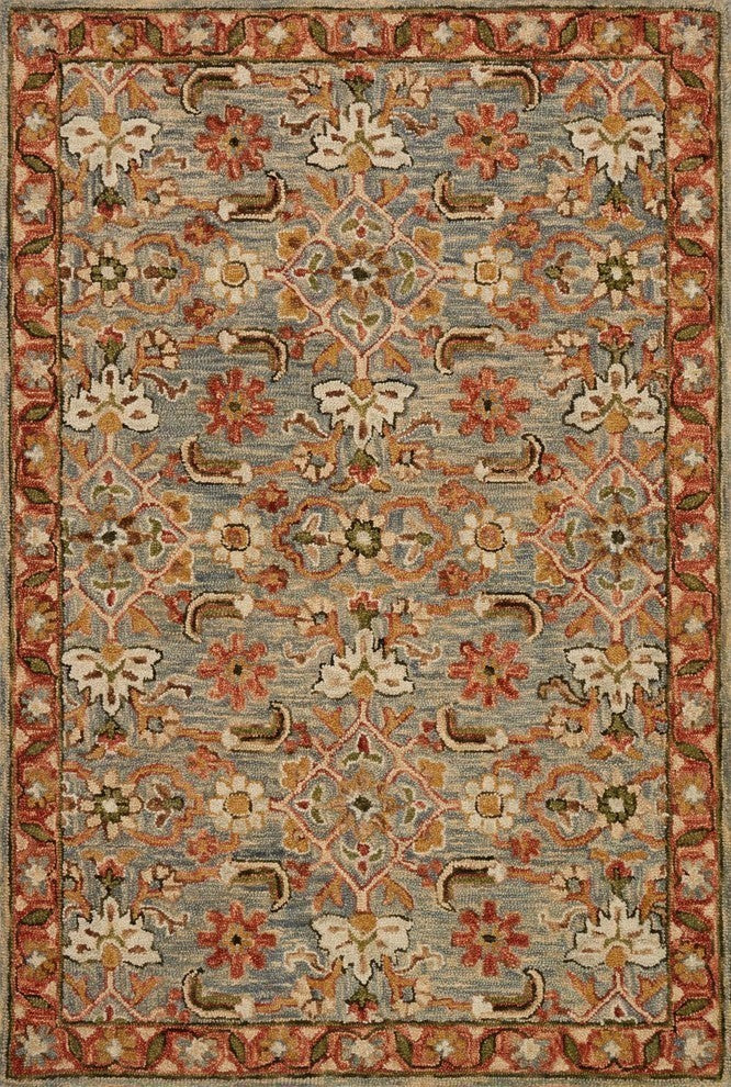 Victoria Rug, Slate/Terracotta, 7'9"x9'9"