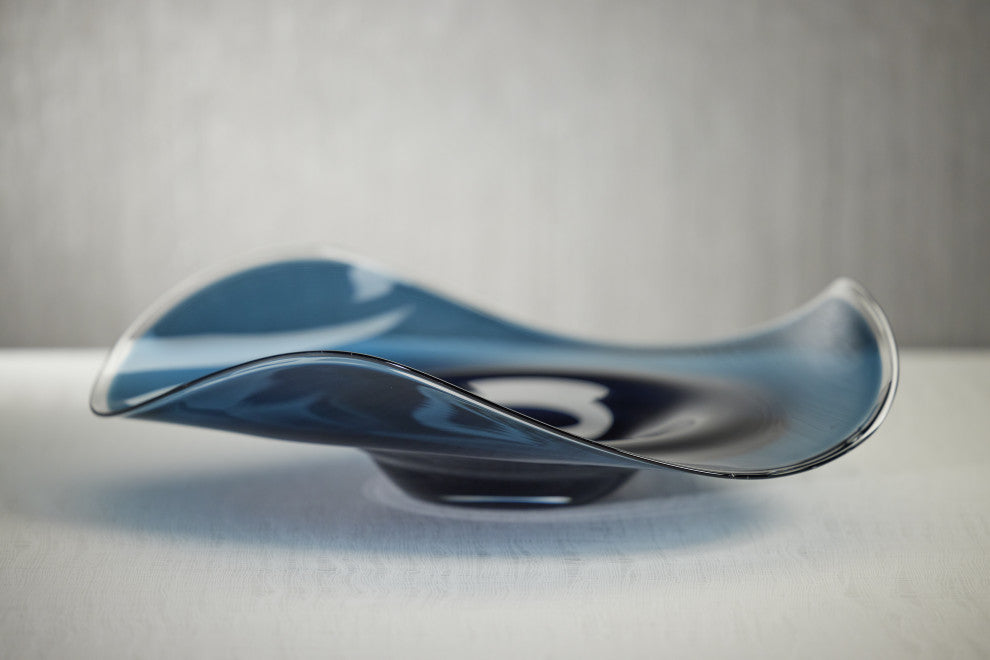 Vellerti Blue Wave Glass Bowl, Large