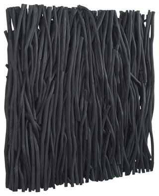 Gathered Teak Square Black Wood Wall Decor