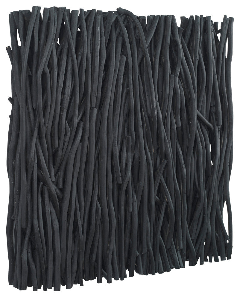 Gathered Teak Square Black Wood Wall Decor