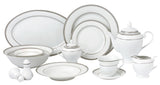 57 Piece Silver Border Porcelain Dinnerware Set-Service for 8-Ashley