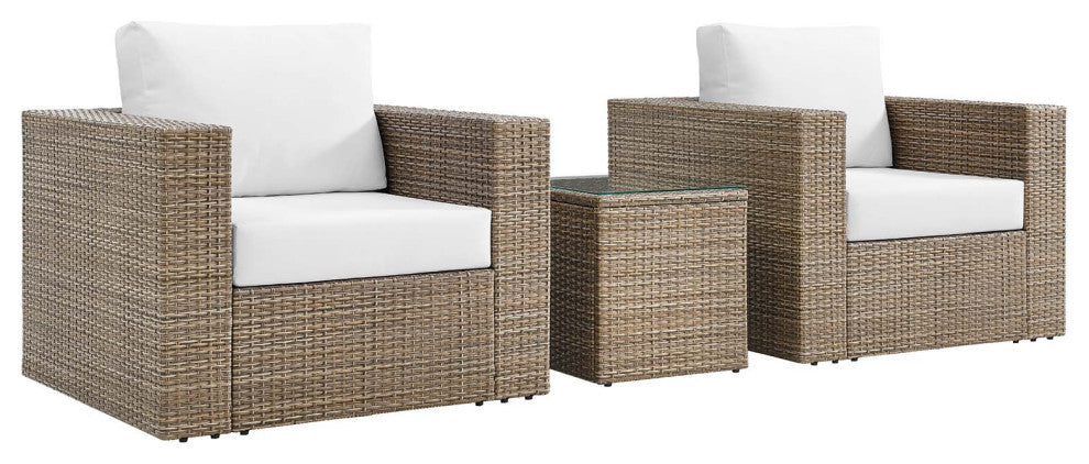 Convene Outdoor Patio Outdoor Patio 3-Piece Furniture Set, Cappuccino White