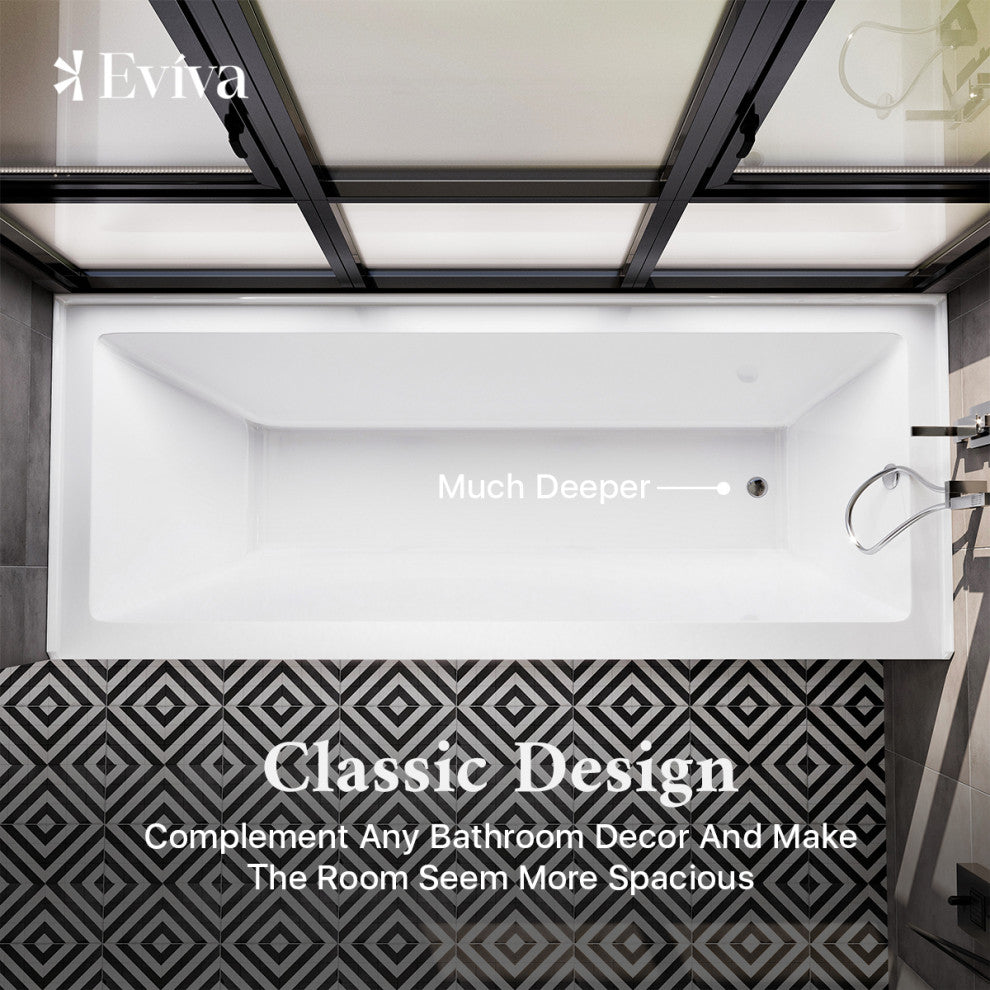 Eviva Nova Alcove 60" Acrylic Bathtub with Right Hand Drain