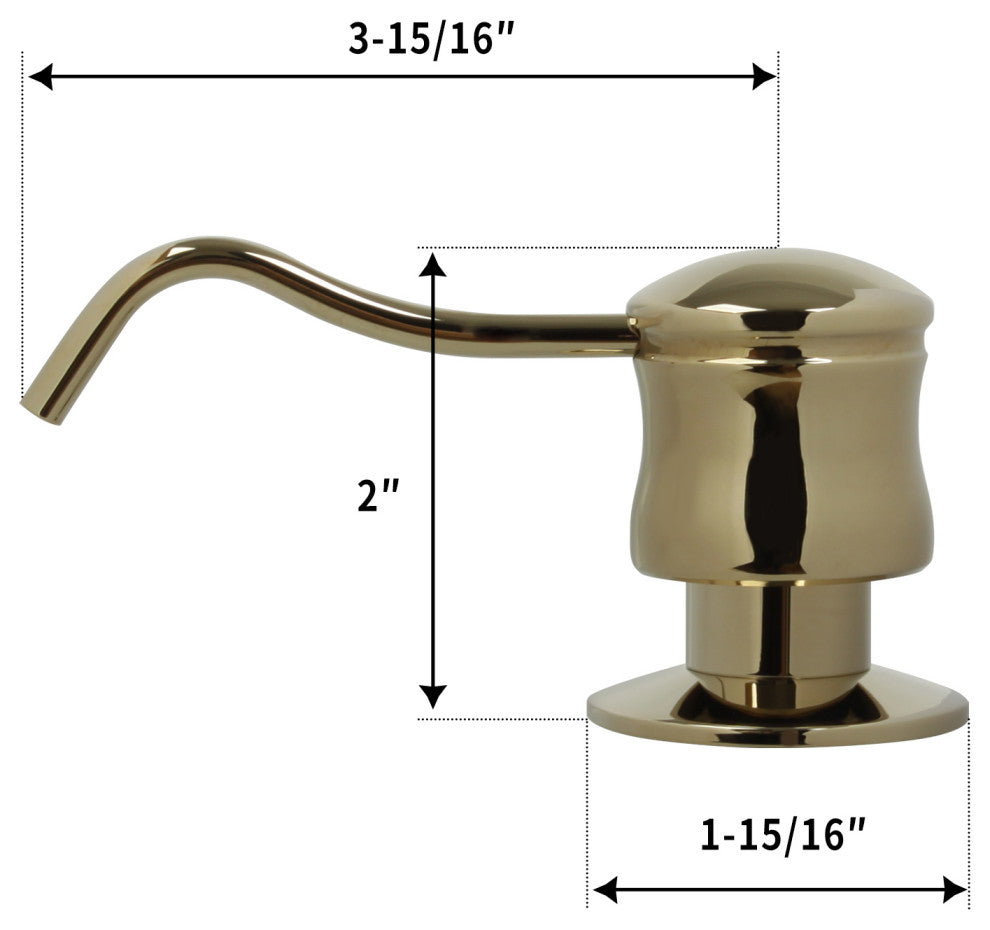 Built in Copper Soap Dispenser Refill from Top With 17oz Bottle, Gold