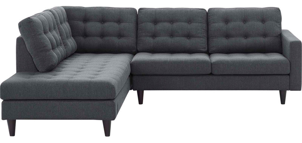 Empress 2 Piece Upholstered Fabric Left Facing Bumper Sectional, Gray