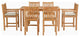 7 Piece Teak Chippendale 71" Rect Bistro Counter Set, 2 Arm and 4 Side Stools