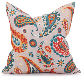 Colorful Paisley Boteh Pillow By Davida Kay