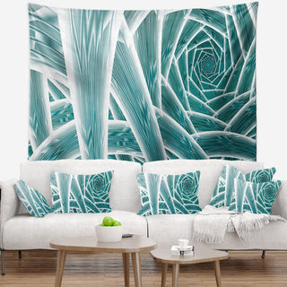 Blue Fractal Endless Tunnel Abstract Wall Tapestry, 80"x68"