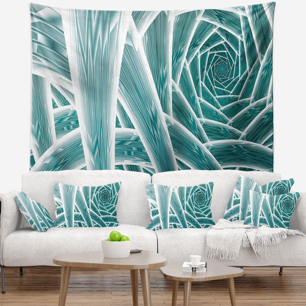 Blue Fractal Endless Tunnel Abstract Wall Tapestry, 80"x68"