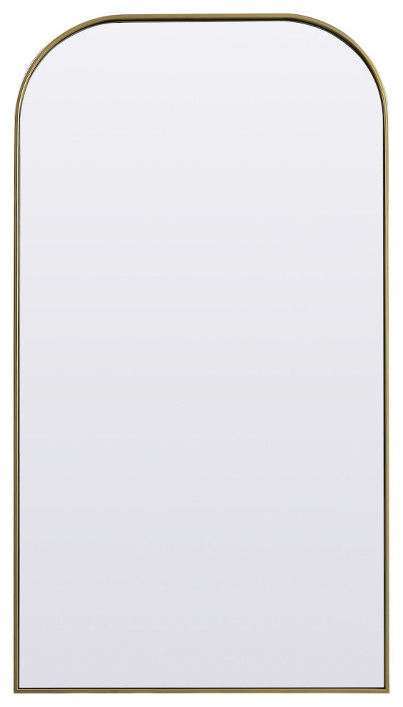 Metal Frame Arch Full Length Mirror 35X66 Inch, Brass