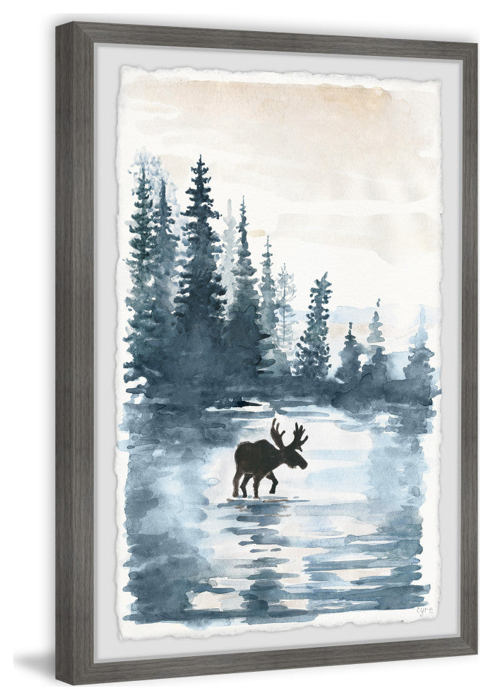 "Crossing the Lake" Framed Painting Print, 12x18