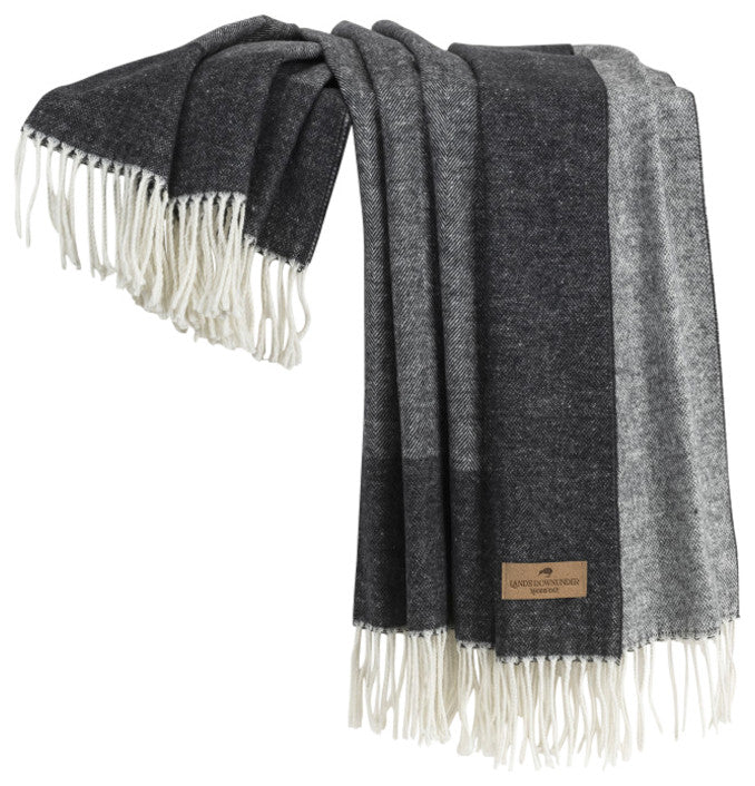 Italian Border Herringbone Throw, Graphite