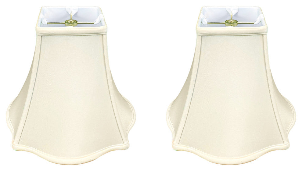 Royal Designs Fancy Square Bell Basic Lamp Shade, Eggshell, 4x10x8.5, Set of 2