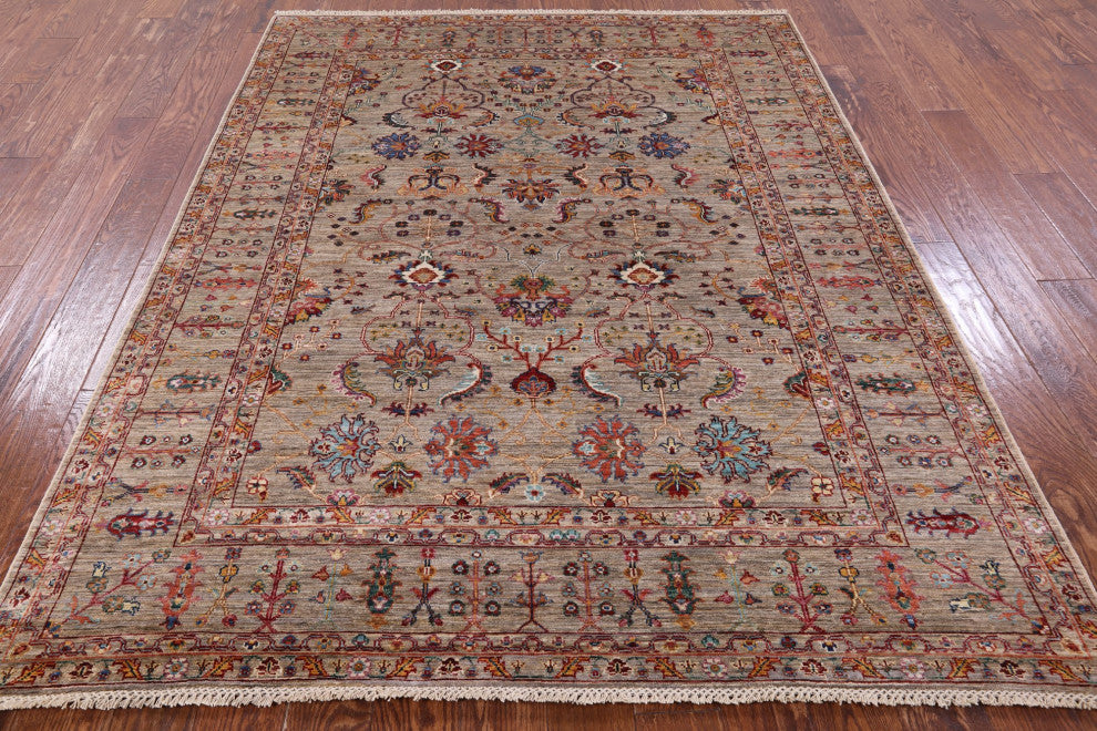 Handmade Persian Tabriz Rug 5' 9" X 7' 6" Q7613
