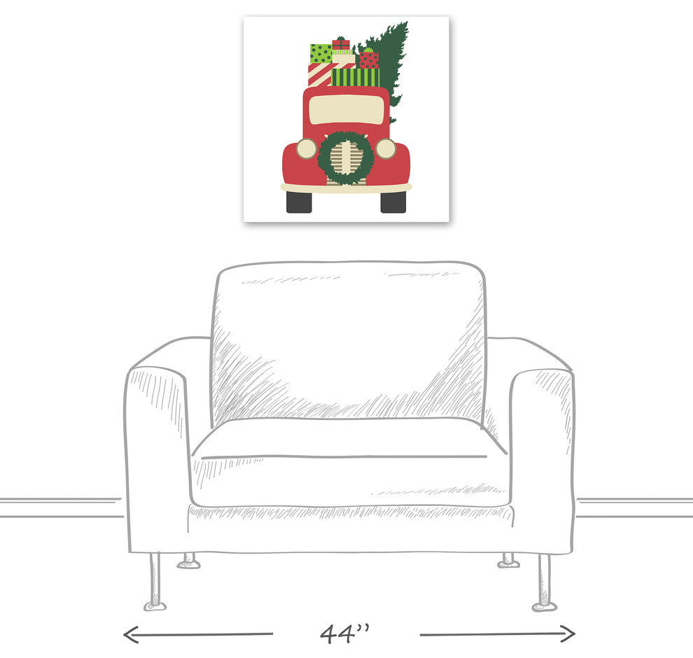 "Vintage Christmas Truck" Canvas Wall Art, 20"x20"