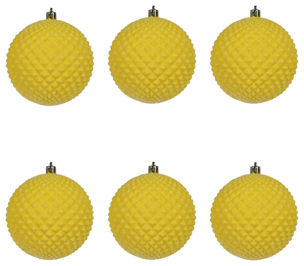 Durian Glitter Ball Ornament , Yellow, 4"