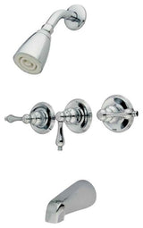 Kingston Brass Three-Handle Tub and Shower Faucet, Polished Chrome