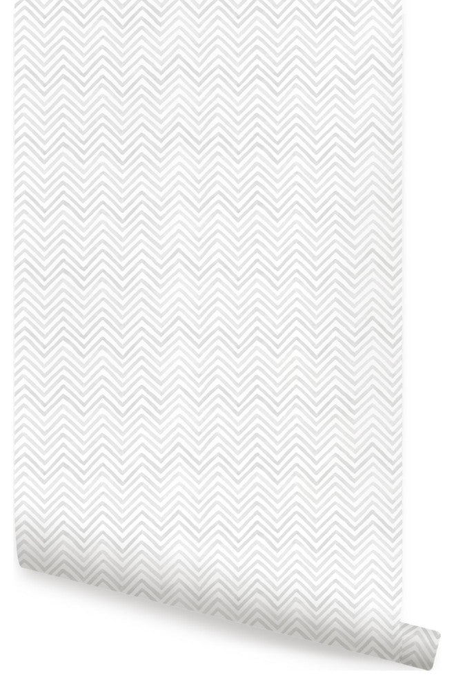 Watercolor Chevron Peel and Stick Vinyl Wallpaper, Grey, 24"w X 60"h